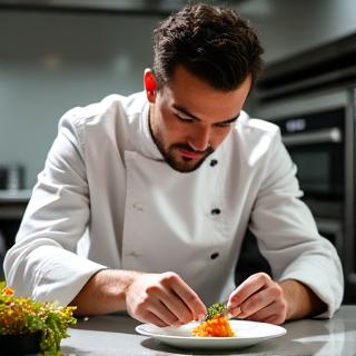 Head Chef George Kounis preparing a gourmet dish