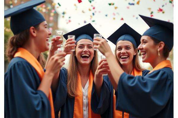 Graduates celebrating at a lively graduation party