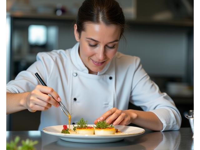 Gumleaf Provisions head chef plating a delicate dish with focus